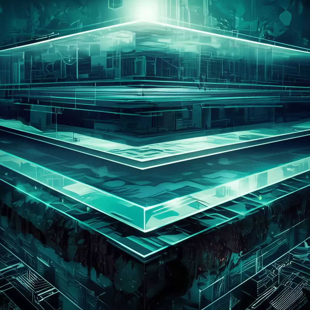 Ilustração de camadas tecnológicas representando Layer 1 e Layer 2 na Selva Cripto